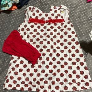 Boutique ladybug dress with red tights